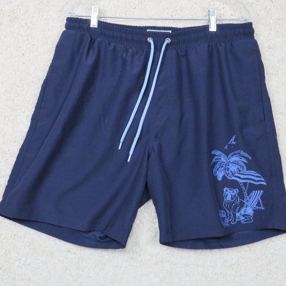 Club Room*Men's Drawstring Netted Triple Pocket Swimwear Size‎ Large~Navy Blue - Picture 1 of 9
